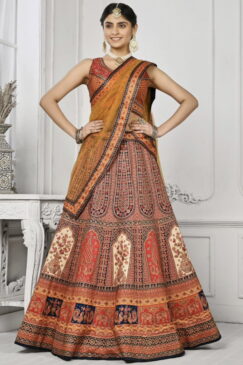 Multi Colour Satin Silk Wedding Lehenga Choli