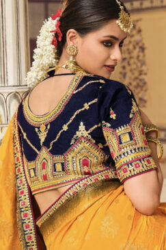 Alternative view of Yellow Art Silk Embroidered Wedding Saree