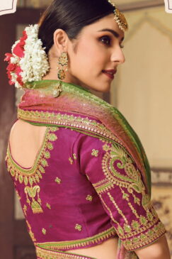 Alternative view of Green Art Silk Embroidered Wedding Saree