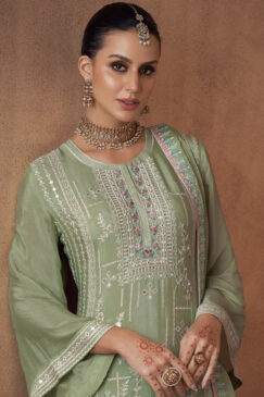 Alternative view of Light Green Georgette Sharara Suit