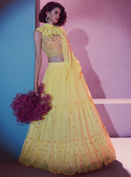 Yellow Sangeet Party Wear Lehenga Choli