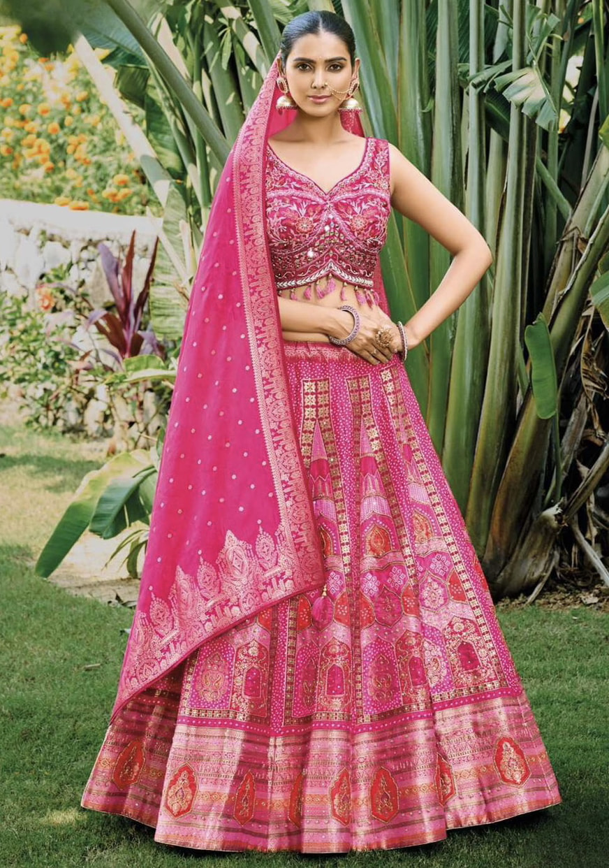 Lehenga cheap choli pink