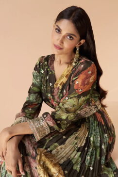 Alternative view of Green Georgette Embroidered Anarkali Gown