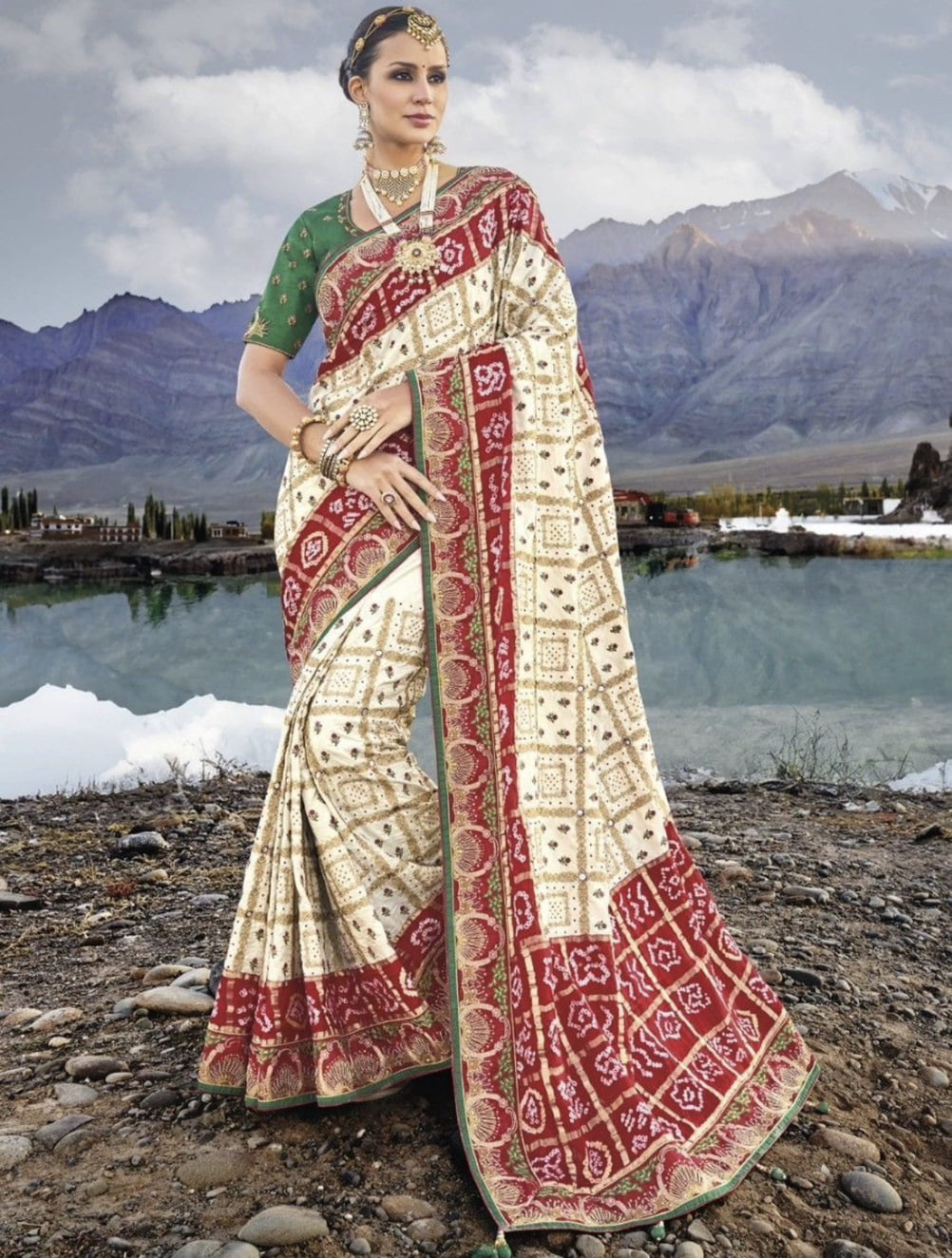 Bridal bandhani deals saree