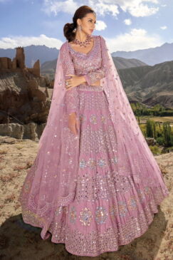 Pink Heavily Embellished Bridal Lehenga Choli