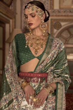 Alternative view of Green Traditional Silk Saree