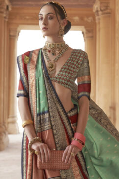 Alternative view of Green Traditional Silk Saree