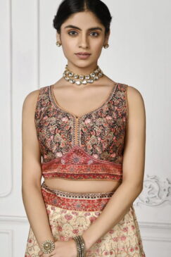 Alternative view of Multi Colour Satin Silk Wedding Lehenga Choli