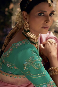 Alternative view of Pink Dola Silk Wedding Saree