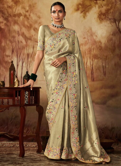 Sage Green Kanjivaram Silk Wedding Saree