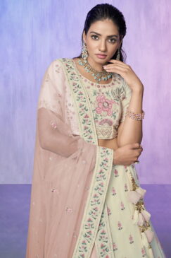 Alternative view of White Heavy Embroidered Bridal Lehenga Choli