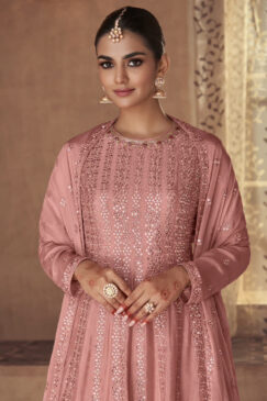 Alternative view of Light Pink Georgette Frock Style Sharara Suit