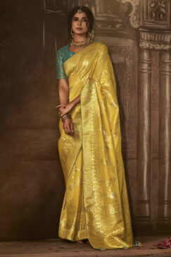 Yellow Dola Silk Wedding Saree