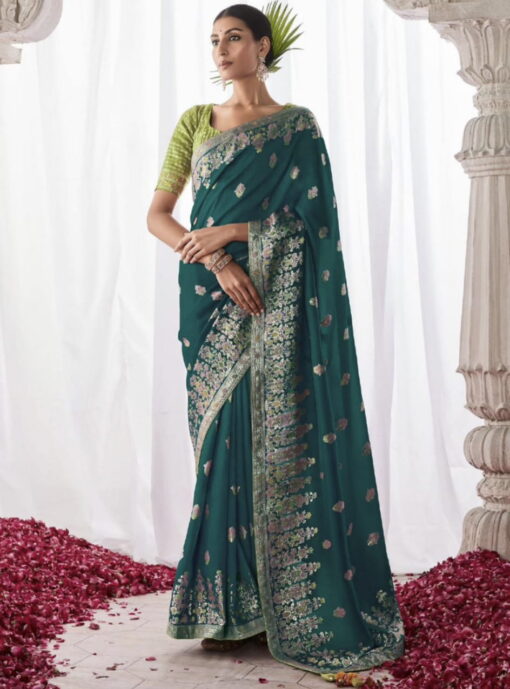 Green Kora Silk Wedding Saree