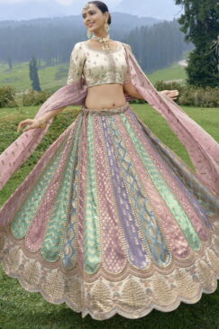 Alternative view of Multi Coloured Silk Embroidered Bridal Lehenga Choli