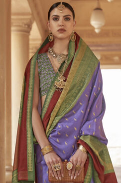 Alternative view of Purple Traditional Silk Saree