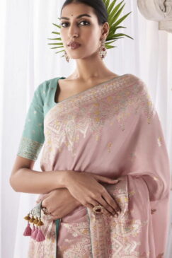 Alternative view of Pale Pink Kora Silk Wedding Saree