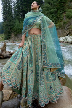 Alternative view of Green Silk Bridal Lehenga Choli