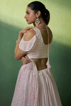 Alternative view of Pink Georgette Embroidered Lehenga Choli