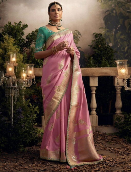 Pink Dola Silk Wedding Saree