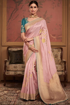 Pink Soft Dola Silk Wedding Saree