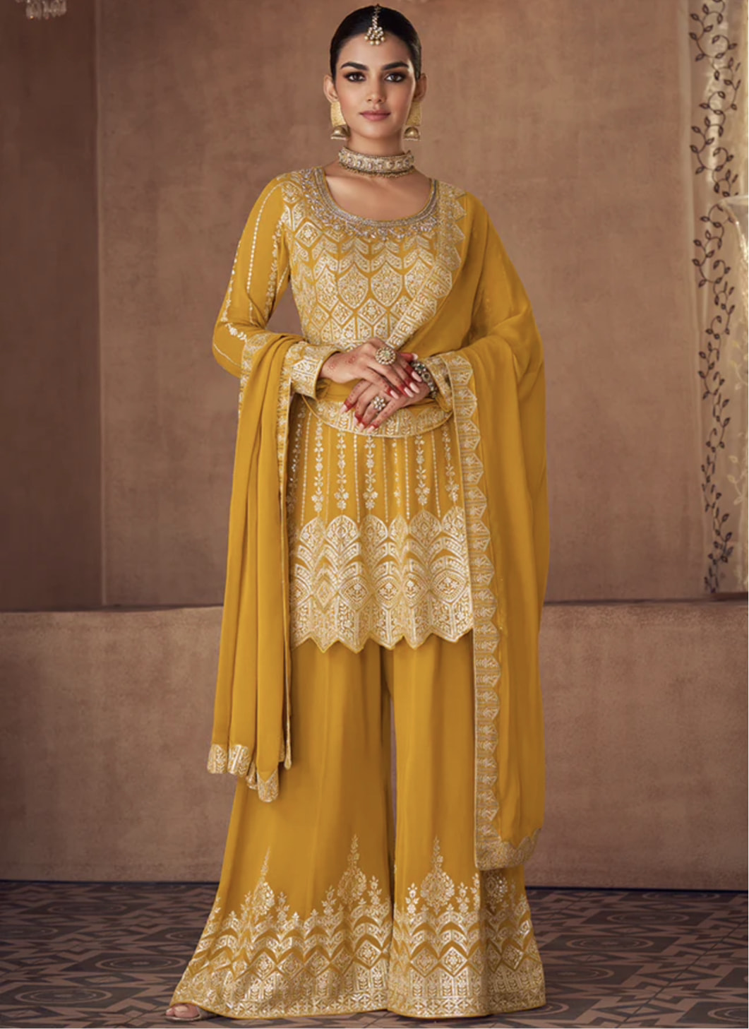 Yellow sharara suit online clearance