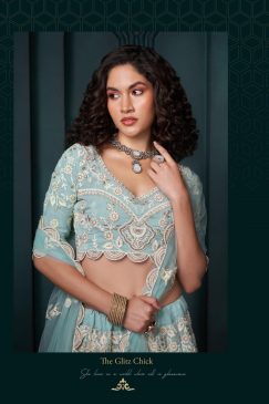 Alternative view of Georgette Fabric Beautiful Lehenga choli in Firozi Color