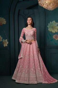 Gerogette Fabric Beautiful Lehenga choli in Pink Color