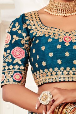 Alternative view of blue designer lehenga is the ultimate outfit for sangeet, engagement or any special occasion