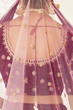 Alternative view of special day by wearing this purple colour velvet bridal lehenga Choli