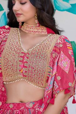 Alternative view of Pink Color Beautiful Lehenga Choli in Chinon Silk Fabric