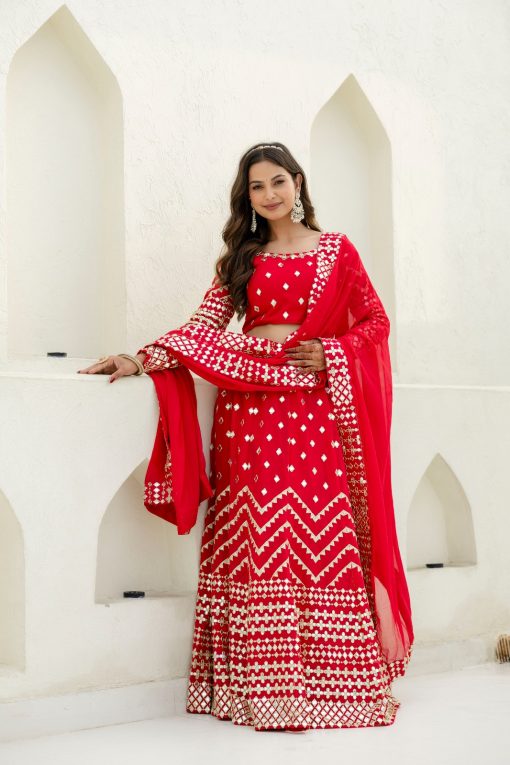 Red Color Beautiful Lehenga Choli in Georgette Fabric