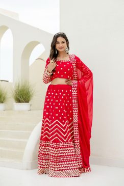 Alternative view of Red Color Beautiful Lehenga Choli in Georgette Fabric
