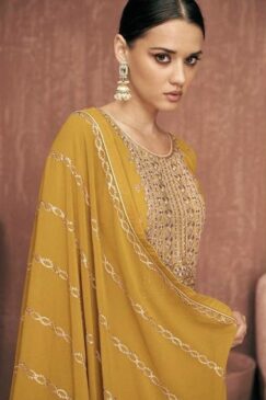 Alternative view of Yellow Georgette Embroidered Palazzo Pant Suit