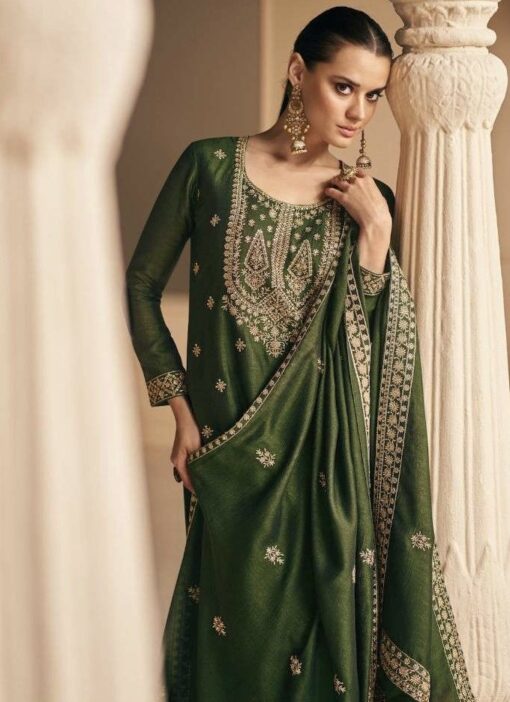Viscose Silk Embroidered Radiant Pastel Green Pant Salwar Suit