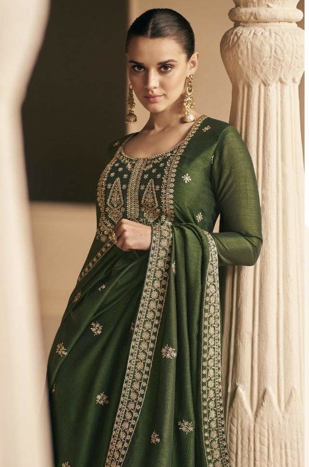 Green Embroidered Silk Palazzo Pant Suit - Salwar Kameez Designer ...