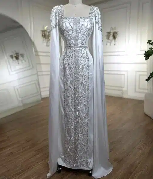 Embellished Cape Sleeve Modest Abaya Dress