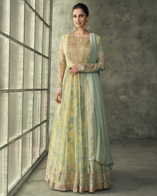 Light Green Floor Length Anarkali Gown