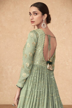 Alternative view of Light Green Floor Length Anarkali Gown