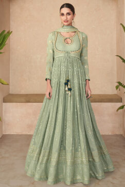 Light Green Floor Length Anarkali Gown