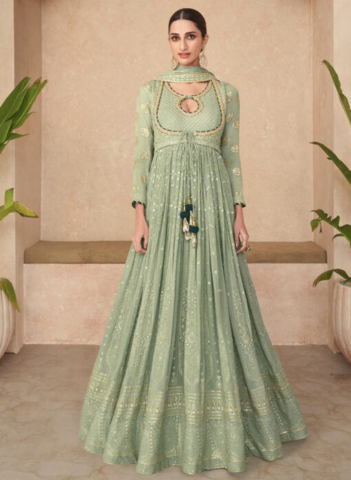 Light Green Floor Length Anarkali Gown