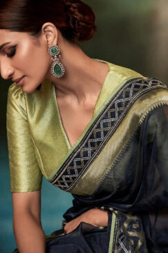 Alternative view of Blue Tissue Silk Wedding Saree