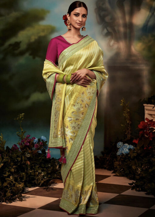 Green Woven Silk Wedding Saree