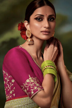 Alternative view of Green Woven Silk Wedding Saree