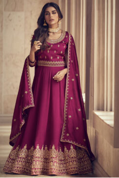 Pink Silk Embroidered Anarkali Suit
