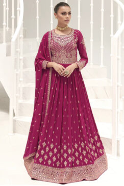 Pink Floor Length Embroidered Anarkali Suit
