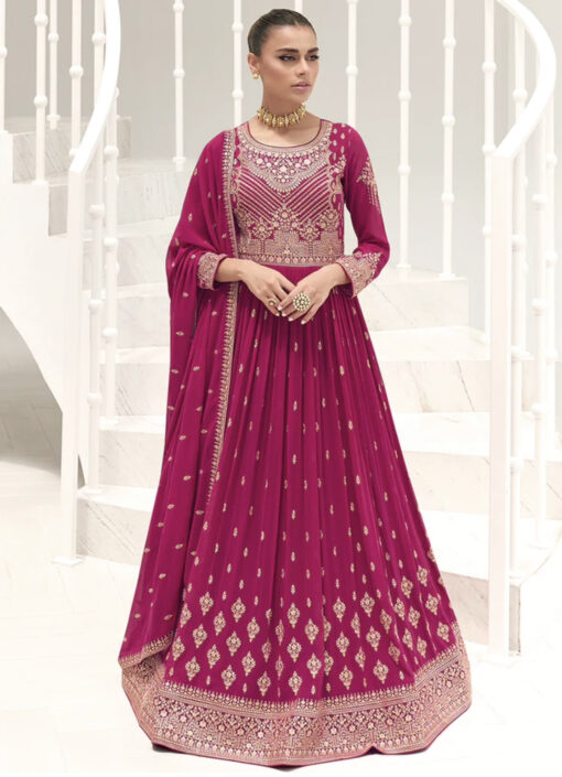 Pink Floor Length Embroidered Anarkali Suit