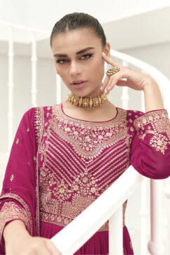 Alternative view of Pink Floor Length Embroidered Anarkali Suit