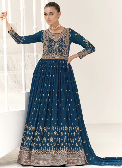 Turquoise Floor Length Anarkali Suit