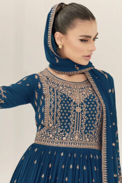 Alternative view of Turquoise Floor Length Anarkali Suit